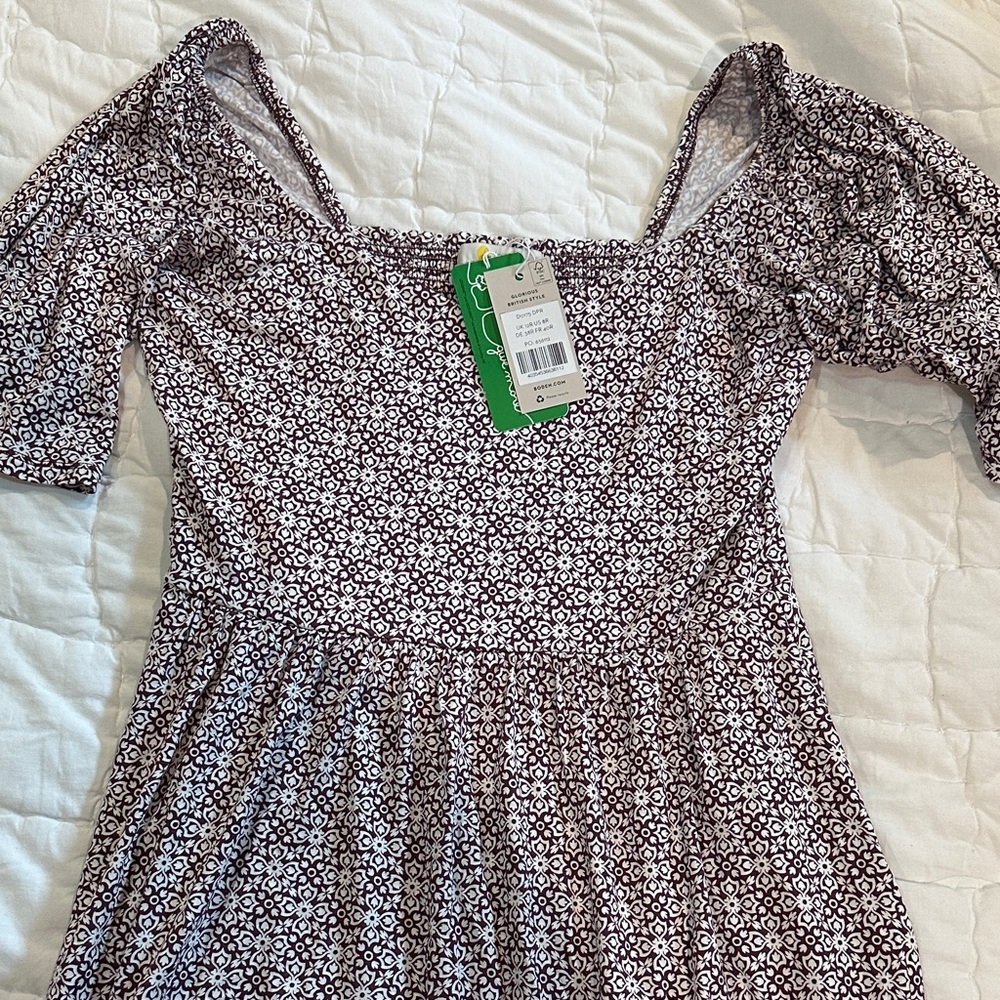 NWT Boden Purple and White Patterned Dress